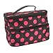 Travel Make Up Bag Cosmetic Toiletry Storage Hand Bag Make-up Case,Red Dot Pattern Double Layer Dual Zipper With Mirror From TianQin WY