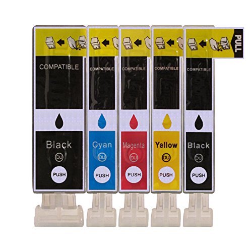 1 Satz (5 Stück) Druckerpatronen für Canon mit Chip, ersetzt PGI-525BK Textschwarz, CLI-526BK Fotoschwarz, CLI-526C Cyan, CLI-526M Magenta, CLI-526Y Yellow, mit CHIP und Füllstandanzeige; Patronen der Marke D&C; diese Tintenpatronen sind geeignet für folgende Canon Drucker Pixma Pixma IP4850 IP4950 IX6550 MG5100 MG5150 MG5200 MG5250 MG5300 MG5350 MG6100 MG6150 MG6200 MG6250 MG8100 MG8150 MG8200 MG8250 MX885 MX715 MX895