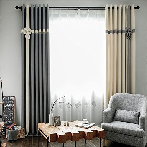 Clichtg Cotton and Linen with White Yarn Opaque Curtains with Eyelets Blackout Curtain Linings Ready Made Seams for Bedroom Living Room Restaurant Balcony 2 245 cm x 140 cm (H x W), Set of 2