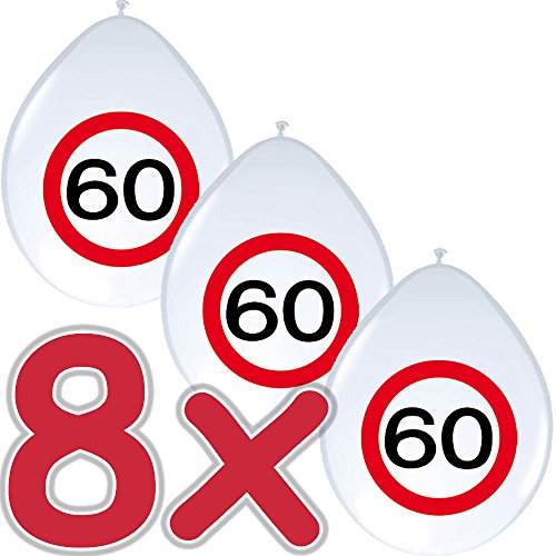 23-tlg. Partyset * 60. GEBURTSTAG * mit Verkehrschild Deko: Girlande + Rotorspiralen + Absperrband und vielen Luftballons von CARPETA® // Dekoset Dekobox Verkehrsschild - 6
