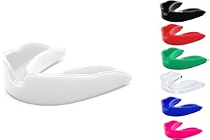 SKT SOUQ Premium Mouth Guard, Adults and Junior Gum Shield with case, Mouthguard for Jaw Protection in Contact Sports, Boxing,MMA Rugby, Football,Karate and Martial Arts (White, Adult)