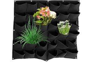 JIAN YA NA Bolsa Cultivo Bolsillo de Planta Colgante Vertical con 36 bolsillos-para jardin vertical cercado jardin huerto interior(Negro)