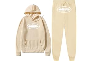 NIUHE Homme Survêtement Loisirs Ensemble De Jogging Bateau à vapeur Imprimé 2 Pièces À Capuche Veste avec Capuche Et Poches Pantalon De Sport Sweat À Capuche