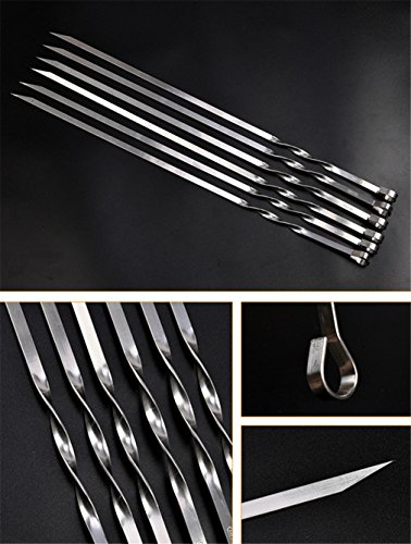 JasCherry 6 Stück Edelstahl Grillspieße Profi Grill Utensilien – Länge 50 cm - 6