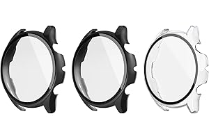 MoKo 3-Pack Hard Protective Case Compatible with Amazfit GTR 3/GTR 3 Pro with Tempered Glass Screen Protector, PC Ultra-Thin All Around Cover Anti-Scratch Bumper Shell - Black/Black/Transparent