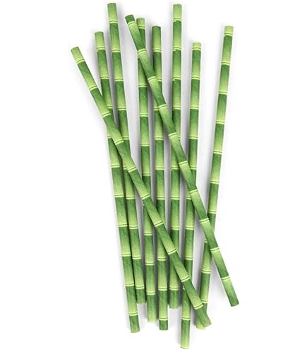 Cannucce Di Carta Biodegradabili Bamb&ugrave; Verde - 100 Pezzi, Per Feste E Cocktail