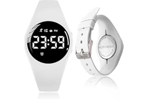 HUYVMAY Non Connectée Podomètre Montres sans App, Montre Rechargeable à Durée de Vie de la Batterie de 20 Jours, Enfants Montres Numériques IP68 Etanche avec 3 Réveils pour Garçons et Filles Enfants