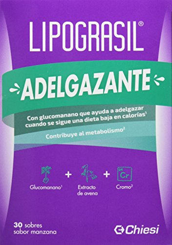Lipograsil Adelgazante  Saciante con ingredientes de origen natural  30 sobres sabor manzana
