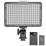 176 LED LUZ DE VIDEO: 176 bombillas LED ultrabrillantes: con 176 LED bombillas individuales de larga duración, esta luz proporciona un rango de iluminación más amplio e ilumina una salida equilibrada de luz diurna continua a 5600K; Desarrollado a través de la batería Sony NP-F550/750/970