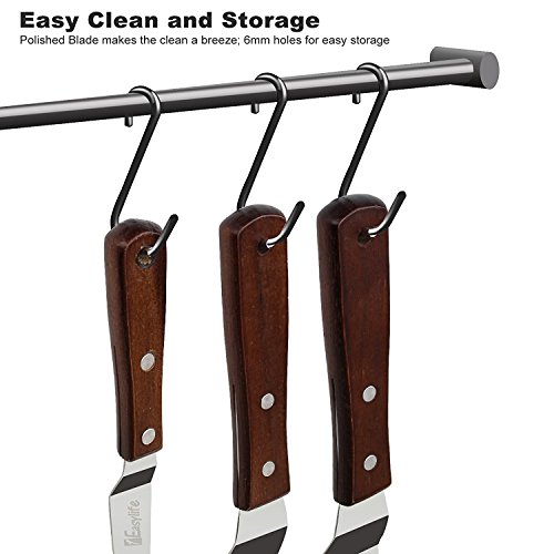 3er Winkelpalette Streichpaletten Set aus Edelstahl von 1Easylife, (10cm/15cm/20cm) Streichflächen, Tortenmesser für Hochzeit ,Winkelpalette mit Holzgriff ,Glasurmesser,Kuchen Streichmesser Icing für Fondant Cupcake, Dekorieren Werkzeuge,(4″/6″/8 “ Streichpalette set) - 2