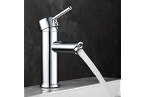 GAVAER Rubinetto Bagno Lavabo, Elegant Miscelatore Monocomando Lavabo Bagno, Rubinetto da Bagno e Bidet Lavandino, metallo di alta qualità Cromato Rubinetteria con Valvola in Ceramica.