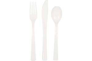 Unique Party - Juego de Cubiertos de Plástico para 6 Personas - Color Blanco - 18 Piezas (39482)