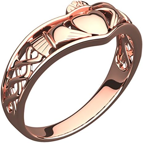 GWG® Claddagh Ring for Women 18K Rose Gold Plated Half Covered Band and Celtic Knot Design – 5