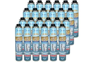 Dstock60 - Ensemble de 24 mousses expansives 750 Ml - Mousse polyuréthane professionnelle - Isole, colle et rebouche - Mousse pistolable - Extérieur et intérieur -