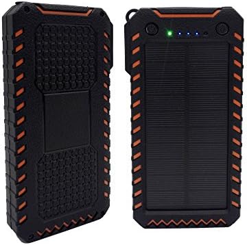 HOOX 10000 mAh 2-Port USB Portable Solar Charger with Led Flashlight Waterproof Solar Power Bank Backup Battery Powerport Solar for Cell Phone, iPhone, Backpack and Outdoors