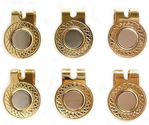 6 Gold Magnetic Hat Clips for Metal Golf Ball Markers