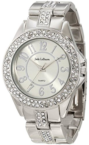 Damen Armbanduhr Silber Ton Kristall verschönerter Jade LeBaum JB202749G Damen Armbanduhr Silber Ton Kristall verschönerter Jade LeBaum JB202749G