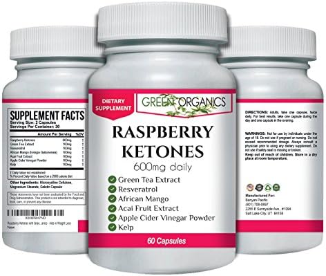 Raspberry Ketones with Green Tea Extract by Green Organics - Aids in Weight Loss