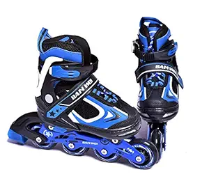 IRIS 3 in 1 Convertible, Adjustable 78 mm Inline Roller Skates for Beginners, Intermediates and Professionals, Size 3-6 UK (Blue)