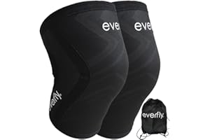 Everfly Genouillère Sport Crossfit 5 mm - 1 paire - Musculation Rotulienne Ligamentaire - Néoprène SCR Noir - Gymnastique Calistenia - Sleeves Compression - Homme Femme (M,Noir)