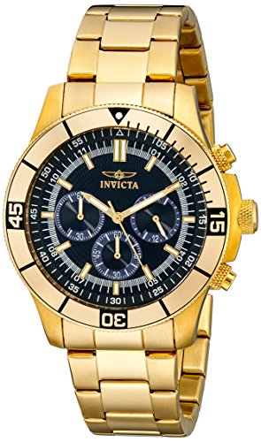 Invicta Unisex Specialty Quartz Watch with Blue Dial Chronograph Display and Gold Stainless Steel Bracelet 12844