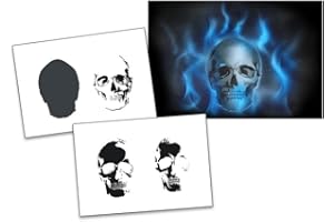 UMR-Design AS-010 Pochoir d'aérographie Step By Step Motif crâne