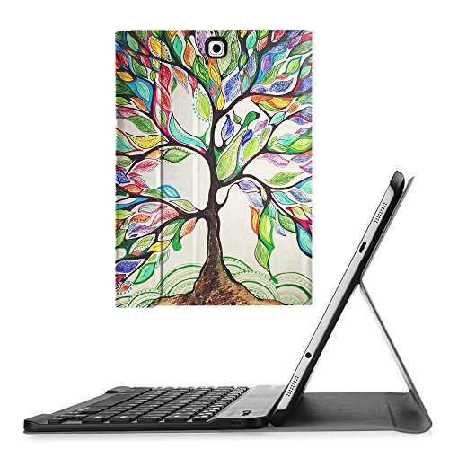 Fintie Blade X1 Samsung Galaxy Tab S2 9.7 Bluetooth Tastatur Hülle Keyboard Case - Ultradünn leicht SmartShell Ständer Schutzhülle mit magnetisch abnehmbar drahtloser Bluetooth Tastatur für Samsung Galaxy Tab S2 T810N / T815N / T813N / T819N 24,6 cm (9,7 Zoll) Tablet, Liebesbaum