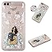 Produktbild YKTO Flüssig Handyhülle für Huawei P smart 2017 5.65" Flüssig Silber Glitzersand Glänzend Hülle Durchsichtig Weich Silikon Cover Lieblich Kreativ Welpe Rückschale Schutzhülle Travel The World