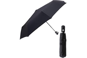 HW CASA Ombrello Pieghevole Antivento,8 Stecche Rinforzo in Fibra di Vetro Antivento Robusto,105CM Automatico, Uomo e Donna,Compatto e Portatile da Viaggio