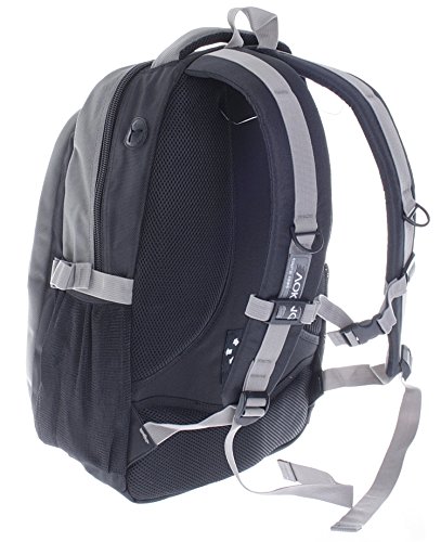 RUCKSACK mit Laptopfach HN2451 Schulrucksack Freizeitrucksack Sportrucksack Daypack groß Nylon 47cmx30cmx20cm (HxBxT) (Schwarz) - 4