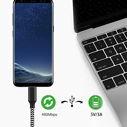 C  ble USB Type C   QGhappy 2M-2Pack USB C Haute Vitesse Synchro et Charge Cordon de Donn  es Chargeur Nylon USB C C  ble de Chargement pour Samsung Galaxy S9  S8 A5 2017   Huawei P20  P10  Mate10  Motorola Moto G6  Honor View 10  9  Xiaomi MI 8  A1