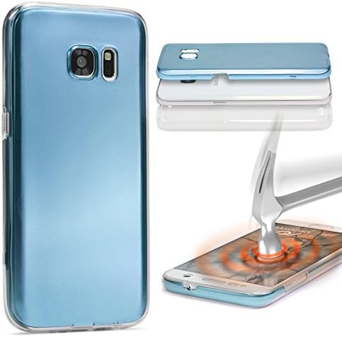 Urcover Galaxy Note 4 Case, Metal-Optic 360 Degree [Full-Body] TPU Silicone all round front &amp; back protective Cover Samsung Galaxy Note 4 - Blue