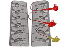 FISHING4U Erie Jig - Molde para pesas, 6 – 10 – 13 – 16 – 18 g + 1 bola de cabeza de pez