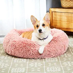 Toozey Calming Dog Bed, Donut Dog Bed with Premium Fluffy Plush, Anti Anxiety Dog Bed with Removable Inner Cushion, Easy to Clean, Non-Slip Waterproof Bottom, for Large Medium Small Dogs and Cats