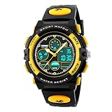 Amstt Unisex Sport Kinderuhren Mädchen Digital Wasserdichte Alarm Armbanduhr (Gelb)
