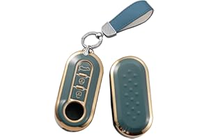 HIBEYO Coque de Protection pour clé de Voiture Fiat - en Silicone - pour Fiat 500L Ducato Panda Punto Bravo Ducato Musa - Bleu