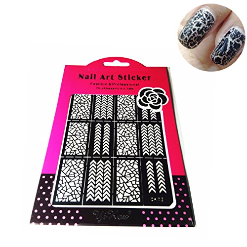 Goldenssy 1x Template Model Sticker Decal Pierced for Nail Art Stamping Prints Pattern Ice cracks