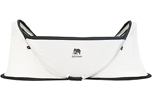 DERYAN Łóżeczko podróżne – niemowlę – kremowe – system wyskakujący – konfiguracja w zaledwie 2 sekundy – w zestawie prześcieradło z bawełny i torba do przenoszenia – skrzynia dziecięca, łóżeczko