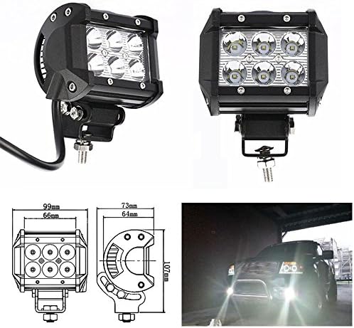 2-Pack 4" 18W LED Work Light, Spot 30 Degree Beam Angle Driving Fog Lamp for Off-road Truck Car ATV