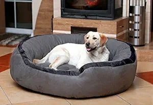 Hiputee Luxurious Durable Polyester Filled Soft Dual Colour Dog Cat Bed (XXL, Grey)