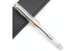 CZXWYST JINHAO 82 - Penna stilografica in acrilico con pennino iridio (pennino fine, trasparente con clip dorata)