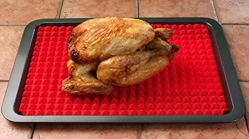 Premium Red Non Stick Silicone Baking Mat With Pyramid Shapes Cooking and Eating Healthy