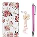 Produktbild Samsung Galaxy Core Prime/G360 Hülle,Sunroyal Floral Rot Kamelie Blumen Ultra Dünne Slim Hart PC Case Hülle Haut Zurück prägen Bunte Malerei Pattern Schutzhülle Cover Hart Rückseite Handytasche Hülle Schale Etui Tasche Case Cover Haut Schale für Samsung Galaxy Core Prime/G360 + Glitzer Sparkle Crystal Anti-Staub Stecker und Stylus Touch Pen