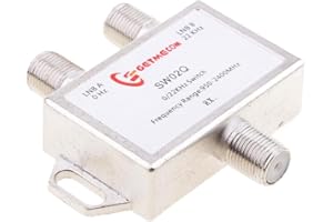 P Prettyia 2 Way DiSEqC Satellite Dish Multi LNB Switch 0/22KHz- 2 Inputs And 1 Output