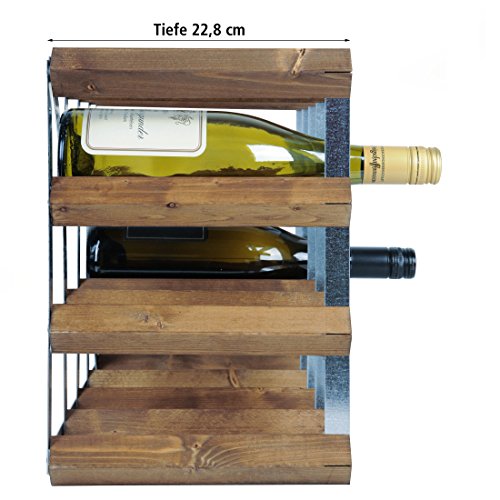 Weinregal / Flaschenregal System TREND, für 30 Fl., Holz Kiefer braun gebeizt, komplett montiert, stapelbar / erweiterbar – H 42 x B 61,2 x T 22,8 cm - 4