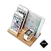 Produktbild Apple Watch Mit Telefon/Ipad/Ladestation, xhorizon TM MW8 3-in-1 Bambusholz Tischständer Ladehalterung Klammerstation Plattform Halter Feder Halter für Apple Watch iPhone iPad und andere Phones Tablets