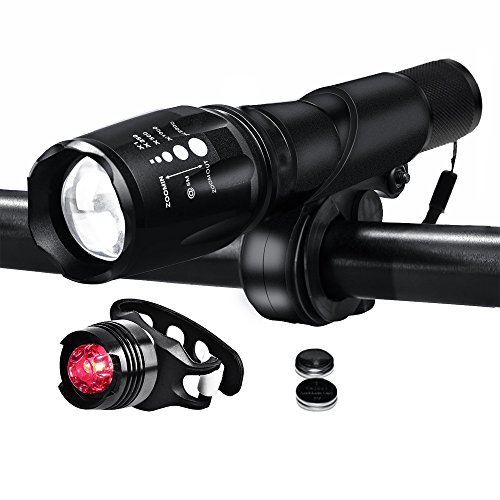 Nestling® LED Fahrradbeleuchtung Fahrradlampe Fahrradlicht Set inkl. Frontlichter und Rücklicht, Halterung, Zoombarer Effekt, 900 Lumen,3 Licht-Modi für Berg-Radfahren, Camping und täglichen Gebrauch