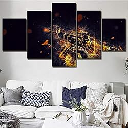 mmwin 5 Pièces Toile Counter-Strike Offensive Mondiale M4 Carabine Affiche Moderne Décor À La Maison Mur Art Cadre Photo