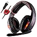 Price comparison product image GW Sades SA902 7.1 Channel Virtual USB Surround Stereo Wired Over Ear PC Gaming Headset Headphones with Mic Revolution Volume Control Noise Canceling LED Light (Black/Red)