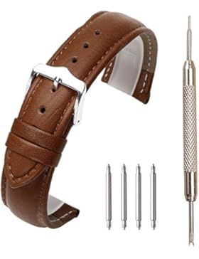 JSDDE Uhrenarmband Set,Braun Uhrband echtem Leder Ersatzband für Uhren mit Uhrmacher Werkzeug,20mm